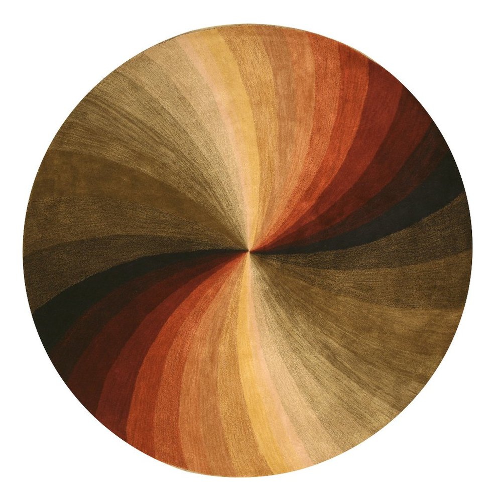 Multi-Coloredcolored Hand-Tufted Wool Contemporary Swirl Rug, 4' Round